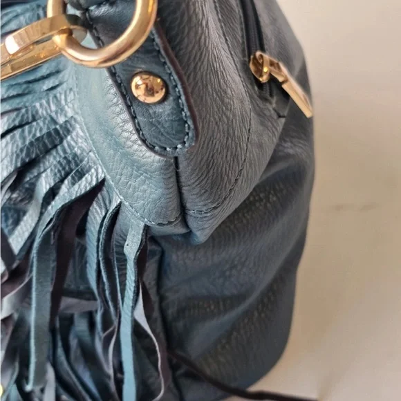 Le Miel Fringe Crossbody Bag Blue Women Cluch Detachable Strap Western 90s New - Picture 11 of 16